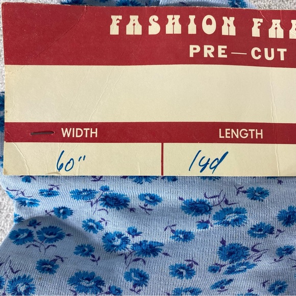 Vintage Fashion Fabrics Pre Cut Blue Floral Fabric - Picture 4 of 13